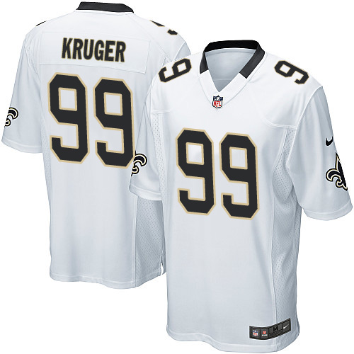 Men's Game Paul Kruger Nike Jersey White Road - #99 NFL New Orleans Saints